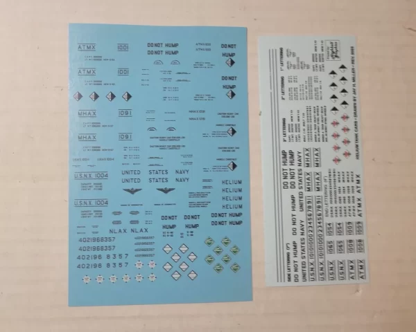 Helium Car Decals HO Scale