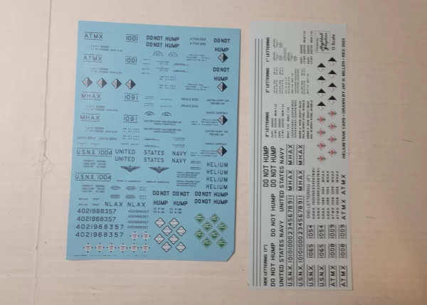 Built O Scale United States Navy Helium Car Decals